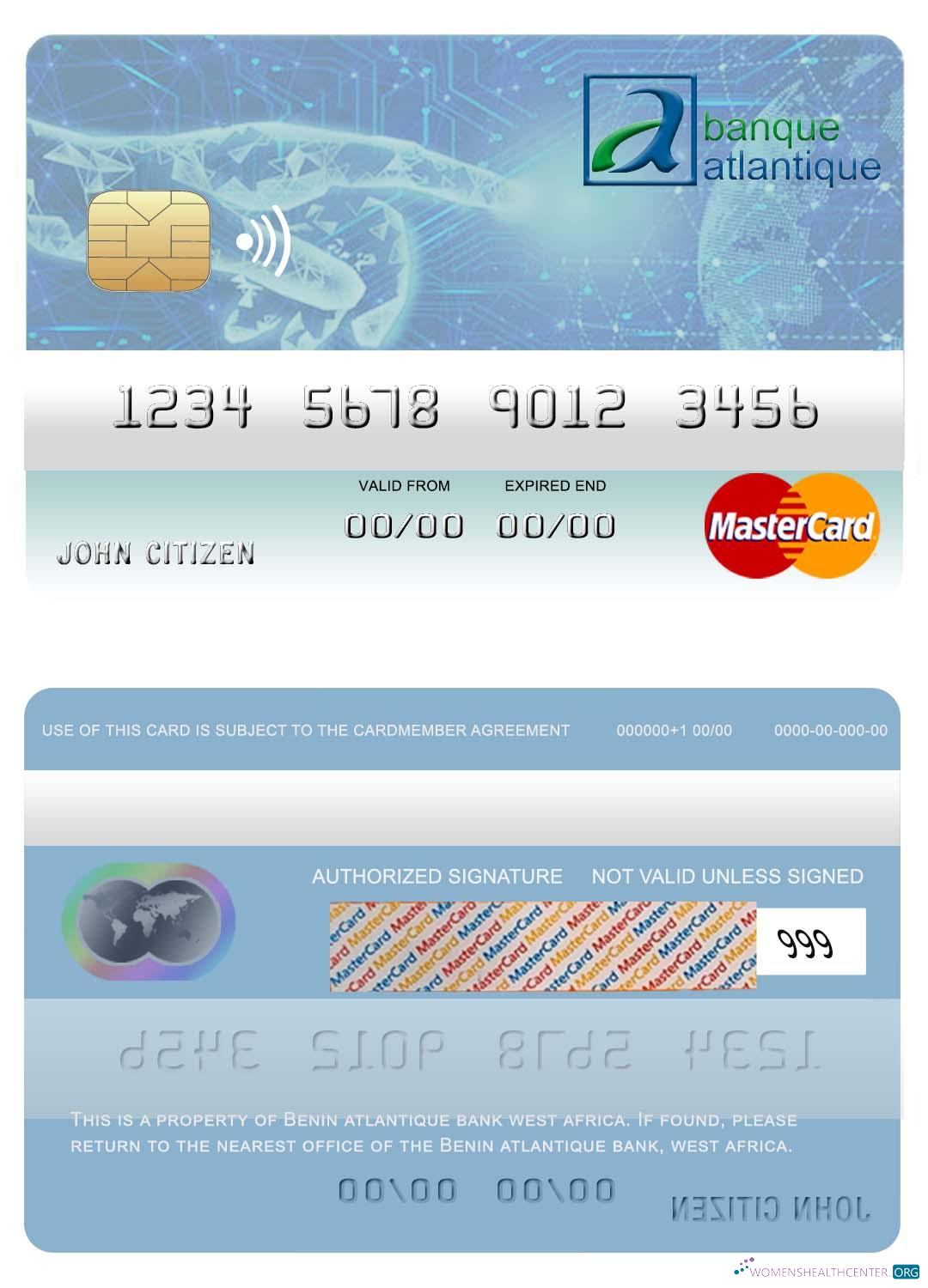 Download Benin Atlantique bank mastercard Photoshop template